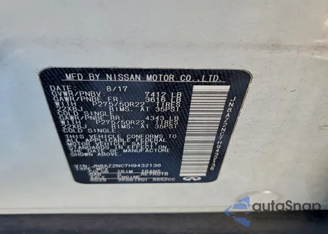 2017 Infiniti Qx80 Base from USA, damaged, VIN JN8AZ2NC7H9432136